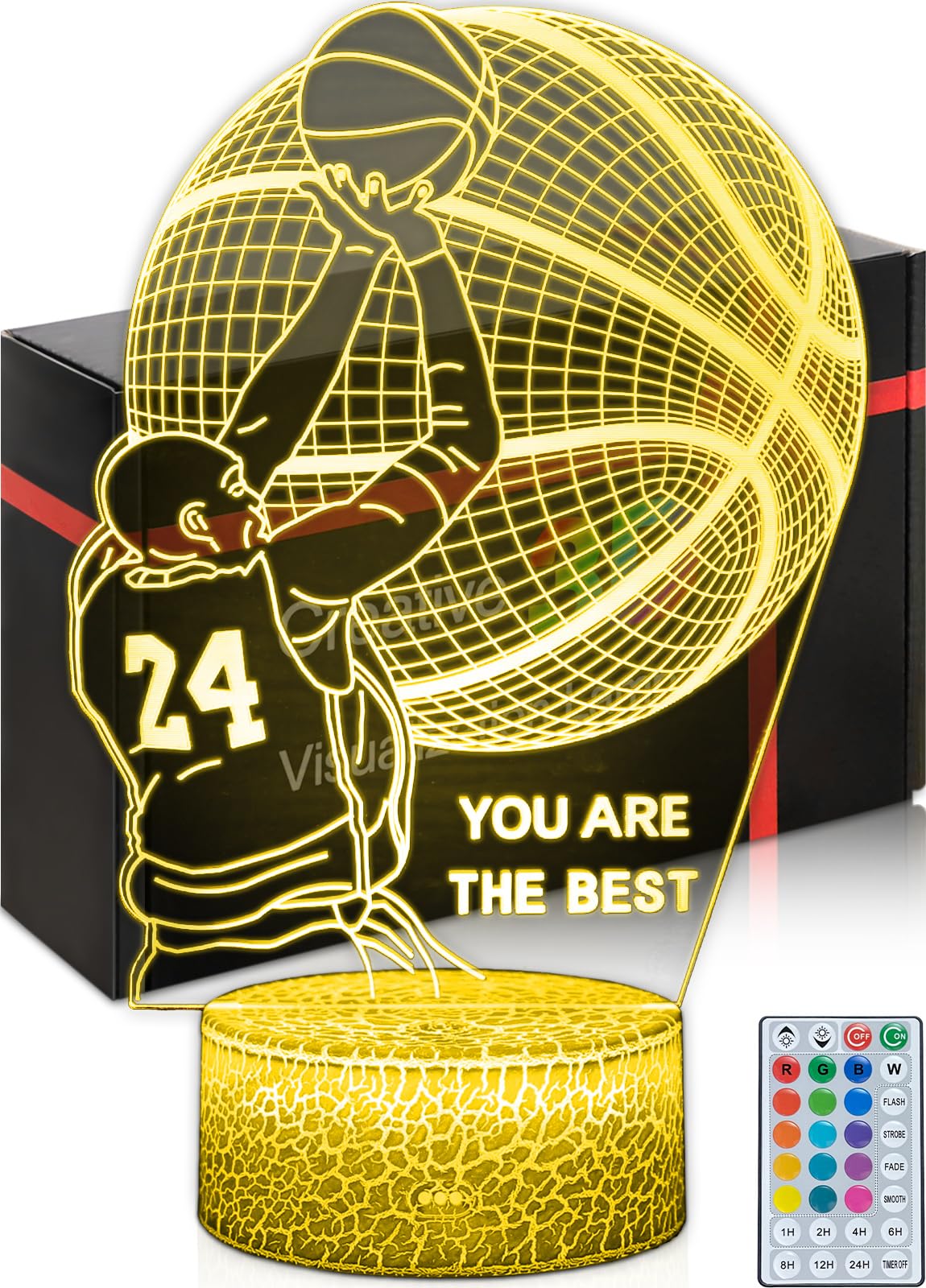 DAHEYMA Basketball Mood Light for Fans, 3D LED Basketball Lamp, 16 Colors Night Light with Remote Control Dimmable
