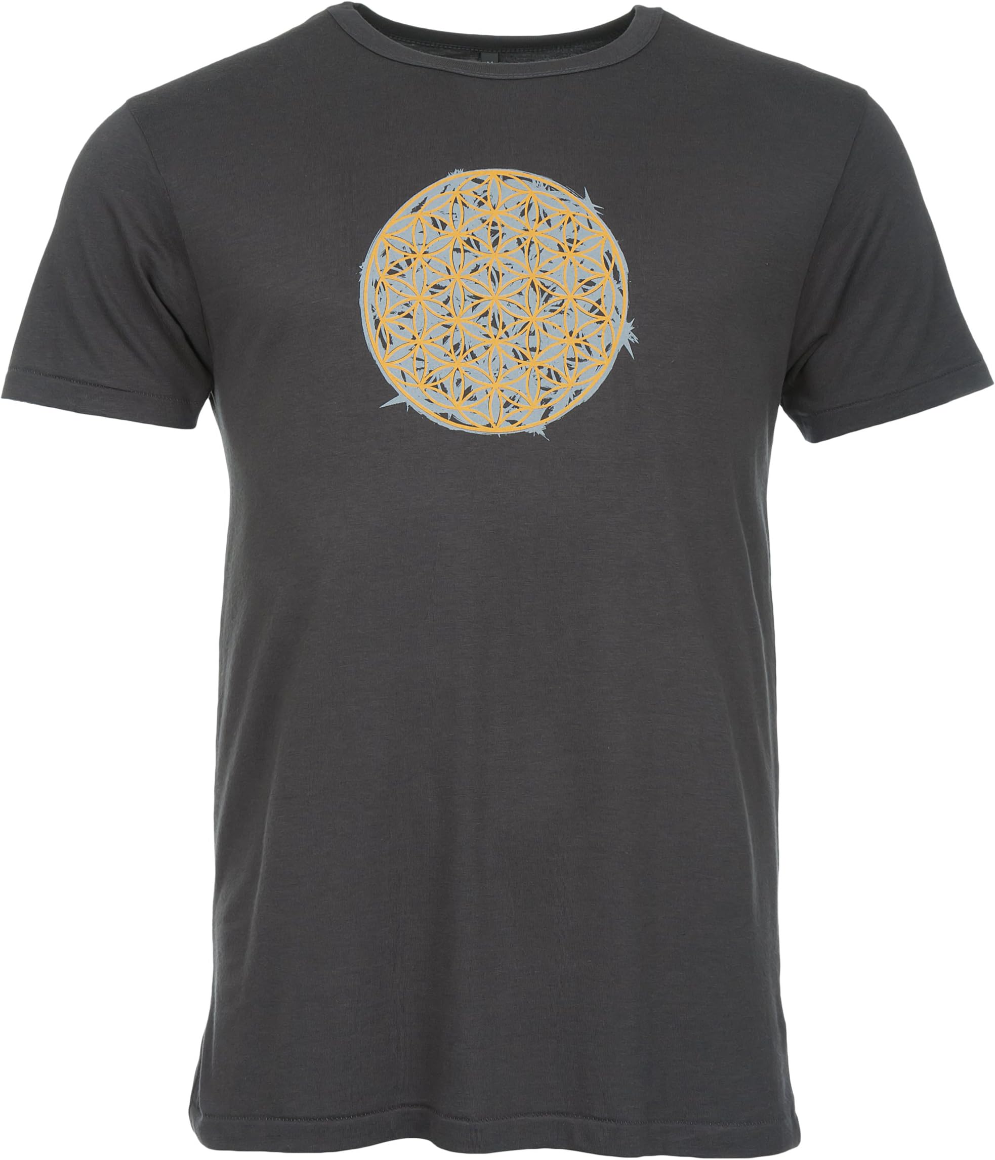 Men's Yoga Bamboo T-Shirt with Flower of Life Design - Charcoal