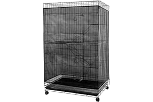 Aynaxcol Adjustable Birdcage Seed Feather Catcher Bird Cage Net Cover Soft Skirt Guard Birdcage Nylon Mesh Netting for Parrot (118 x 39.4 Inch) (Black)