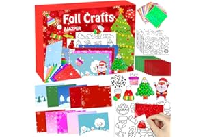 AJAZPER Foil Crafts for Kids, Christmas Crafts for Kids, Christmas Games Cards Craft Kit with Envelopes, DIY Creative Activity Gifts, Arts and Crafts Set for Boys and Girls Ages 4 5 6 7 8 9 10 Toys Gifts