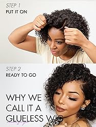 LUVME HAIR 8" Curly Glueless Wigs Human Hair Pre