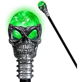 Spooktacular Creations Halloween Skull Ball Staff Vintage Cane, Magic Walking Cane Prop Stick Accessory for Halloween Party Dress Up Costume