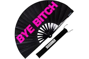 SoJourner Bags Rave Fan - Large Folding Fan - Clack Fan Hand Fan for Raves, Halloween, Burlesque, Rainbow Outfits for Women & Festival Accessories
