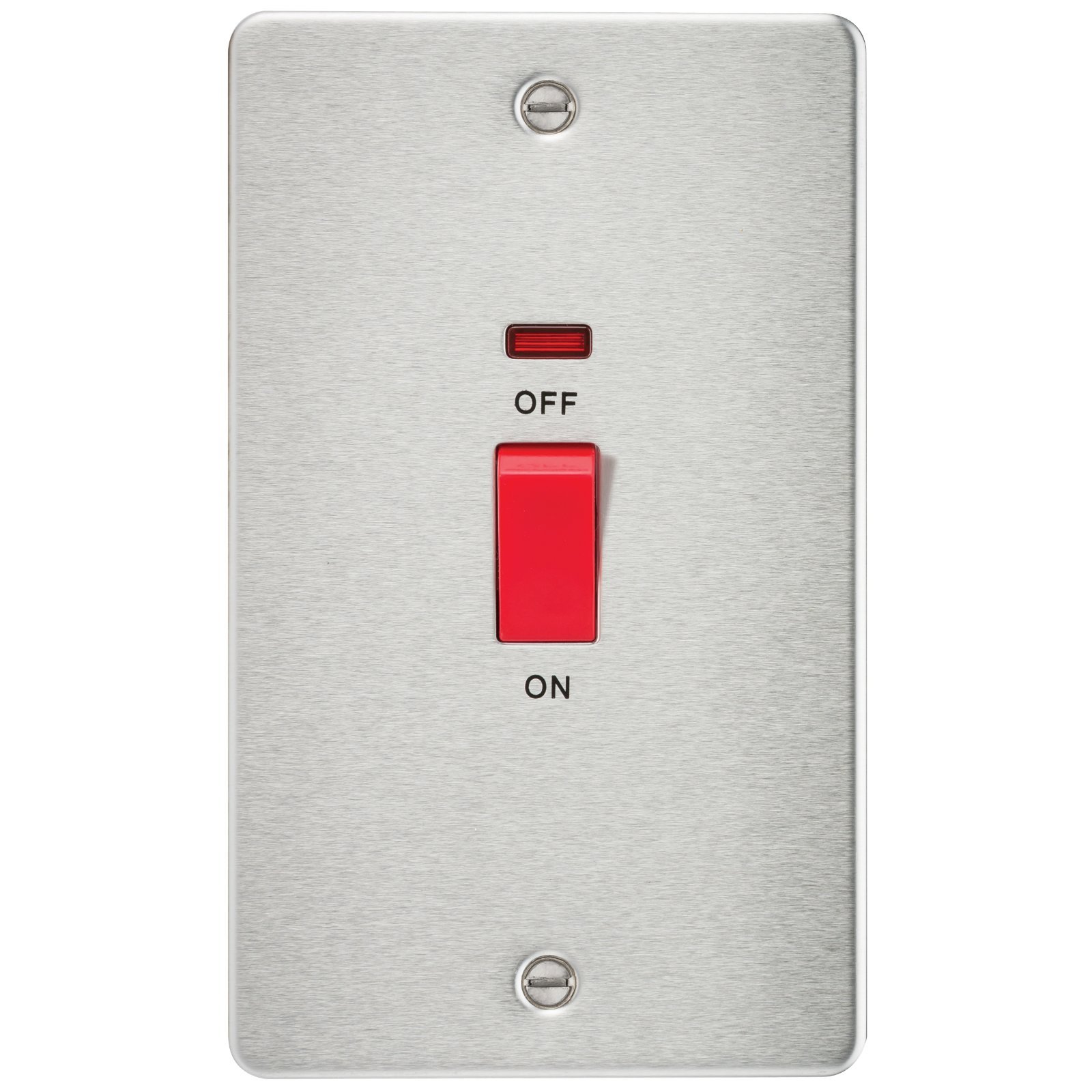 Knightsbridge FP8332NBC FPAV8332NBC Flat Plate 45A 2G Dp Switch with Neon-Brushed Chrome