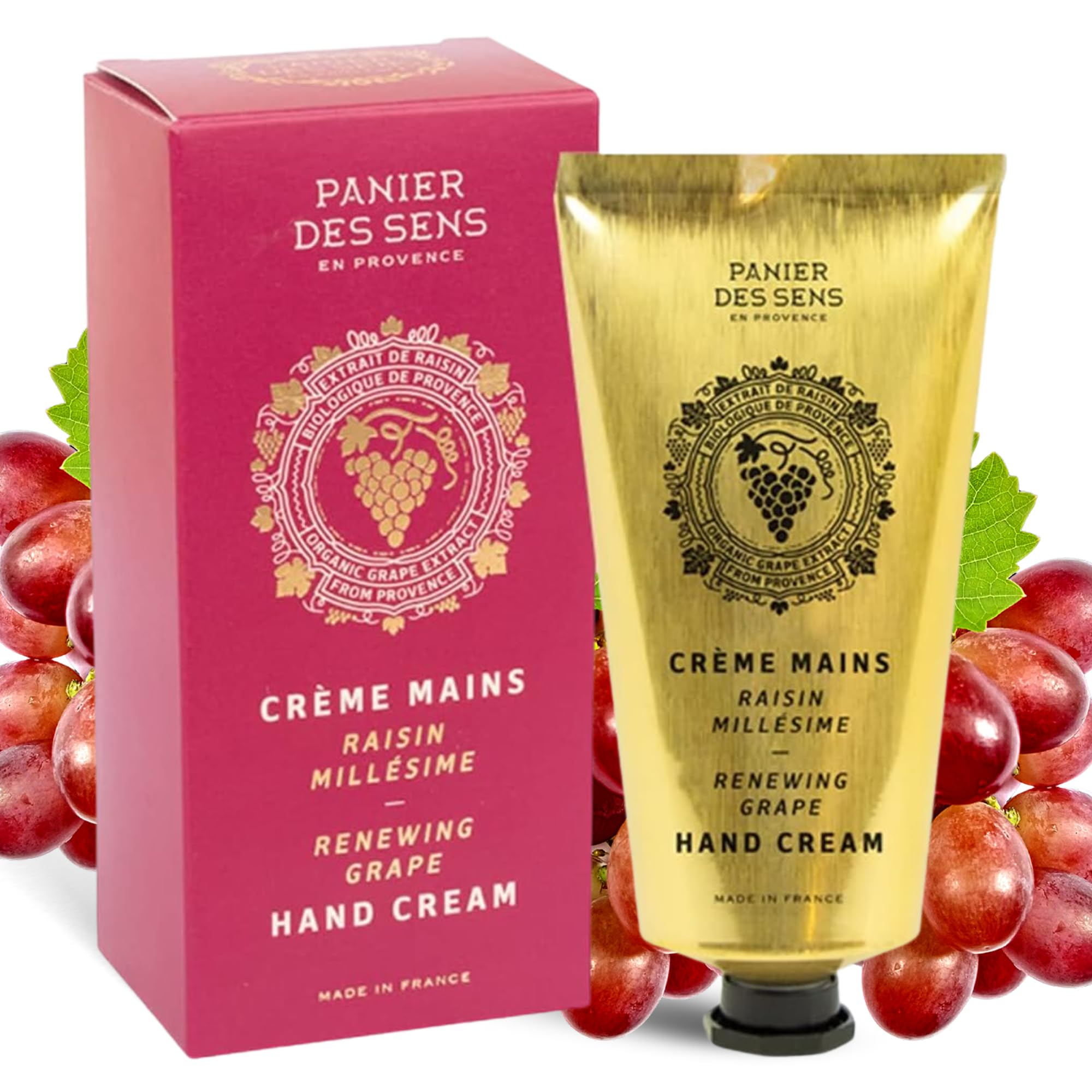 Panier des Sens - Grape Hand Cream for very Dry Hands and Skin - Vegan Hand Cream for Women and Men - With Shea Butter and Organic Grape Seed Oil - Made in France 97% Natural Ingredients - 75ml
