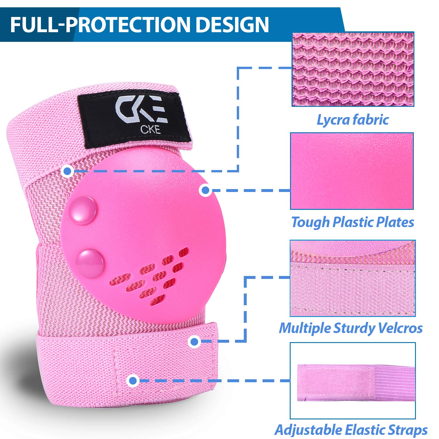 CKE Kids/Youth Knee and Elbow Pads Set - Protective Gear With Wrist Guards for Toddler Girls Boys - Skating, Cycling, Bike, Rollerblading