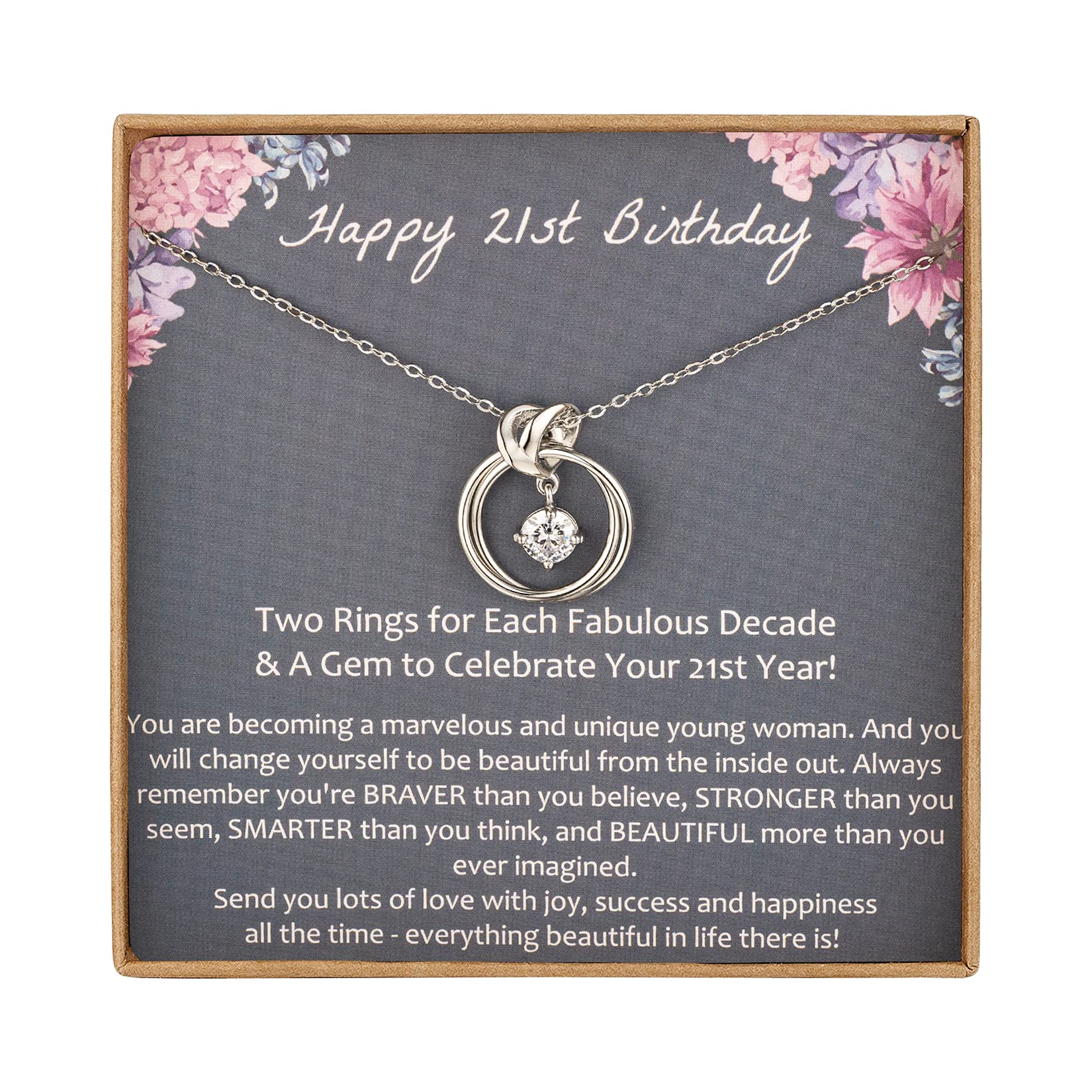 AnalysisyLove 21st Birthday Gifts for Her, Sterling Silver Two Circle Infinity Necklace for Young Women, 21 Year Old Birthday Jewellery Friendship Gift Ideas for Best Friend