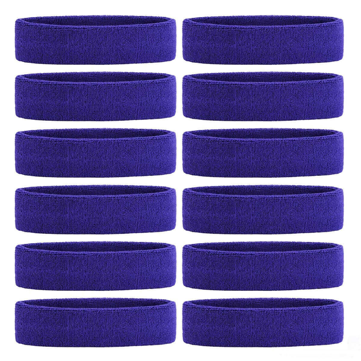 ONUPGO Sweatband Headband for Men & Women - 12 PCS Sports Headbands Moisture Wicking Athletic Cotton Terry Cloth Sweatband Sweat Absorbing Head Band — image 1