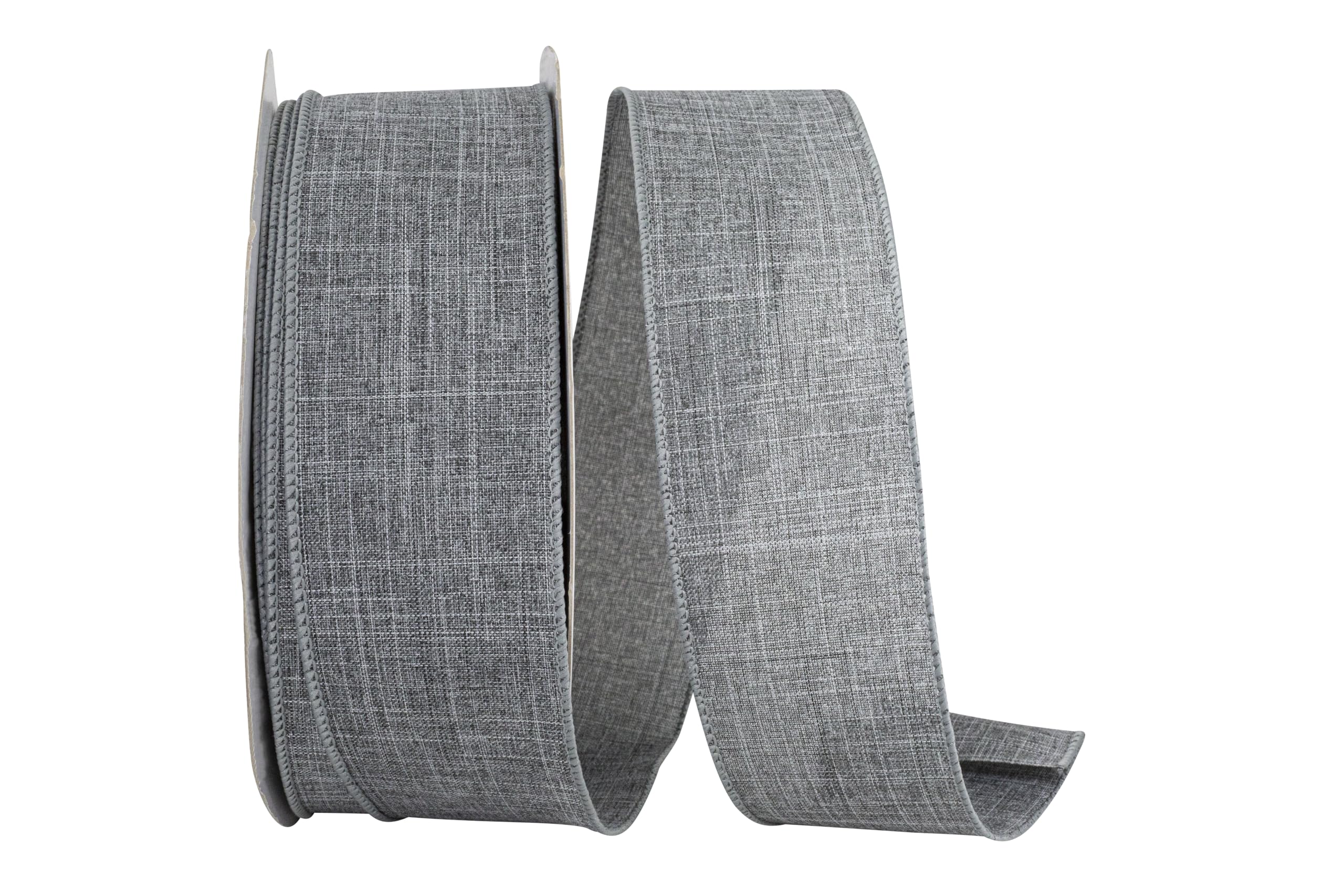 Reliant Ribbon 92573W-900-40K Everyday Linen Value Wired Edge Ribbon, 2-1/2 Inch X 50 Yards, Grey
