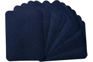 BUTIE Premium Quality Fabric Iron-on Patches Inside & Outside Repair Decorating Kit 12 Pieces Size 4.8" by 3.7" (9.5 cm x 12.4 cm) (RF-101-24navy Blue)