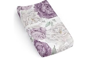 Sweet Jojo Designs Lavender Purple Boho Shabby Chic Floral Girl Baby Changing Pad Cover Sheet Infant Newborn Diaper Table Change Mat Cover Lilac Violet Ivory Bohemian Vintage Garden Watercolor Nature
