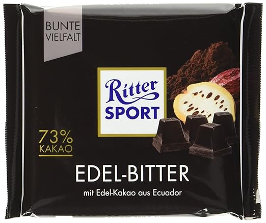 Ritter Sport Edel Bitter 73 Kakao 9 X 100 G Dunkle Bitterschokolade Mit 70 Kakao Edel Schokolade Zartbitter Mit Edlem Arriba Kakao Amazon De Grocery