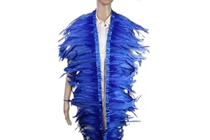 FLYDREAMFEATHERS 9 Color 2 Yard Long,10-12 inch Height Rooster Coque Feather Fringe Trim, for Skirt Dress Costume Roster Feather Trim (Royal Blue)