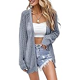 Women Crochet Lightweight Cardigan Cover Up Open Front Long Sleeve Summer Cardigans