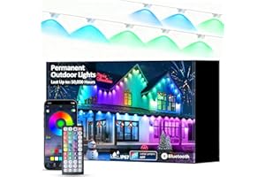 DIERLIGHT 50FT RGB Permanent Outdoor Lights, LED String Lights with APP & Remote Control, IP67 Waterproof Multicolor Eaves Lights for Christmas Halloween Party, Garden, House Decor Rope Lights