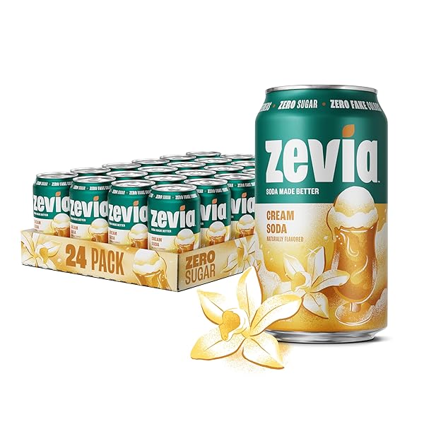 ZEVIA ZERO SUGAR SODA, CREAM SODA, 12 OZ...