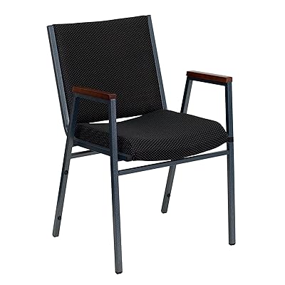 Flash Furniture HERCULES Black Dot Fabric Stack Chair with Arms