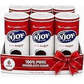 N'Joy Pure Sugar, Pack of 6 Canisters with EZ-Open Pour Spout (20 oz each) | Smooth Granulated Sugar for Coffee Bars, Cafes, Restaurants and Canister for Office, Shelf Stable and No Refrigeration Needed