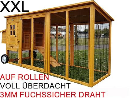 Eggshell Buckingham Hühnerstall mit Laufgehege auf Rollen, schützt vor Füchsen, tragbar, geschweißter/beschichteter 3-mm-Drah
