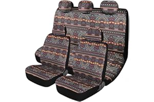 P&J AUTO P&J Baja Blanket Car Seat Covers Magic Boho Designs Universal Size Fit for Most Cars SUVs Trucks Vans Woven Fabric Full Set Pack 9pcs Blue Color
