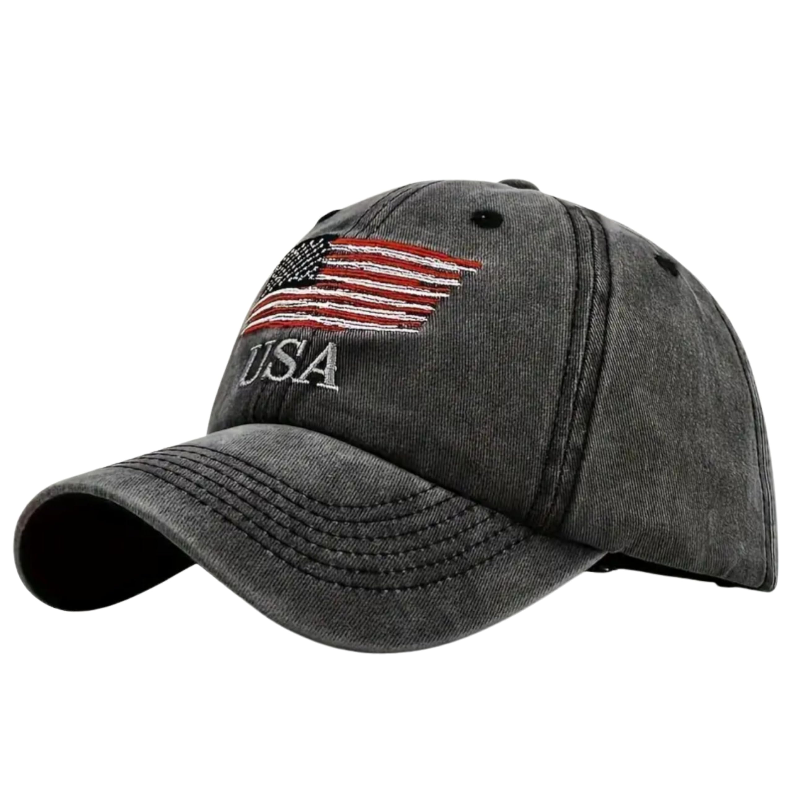 USA Flag Hat - American Flag- Embroidered - Put