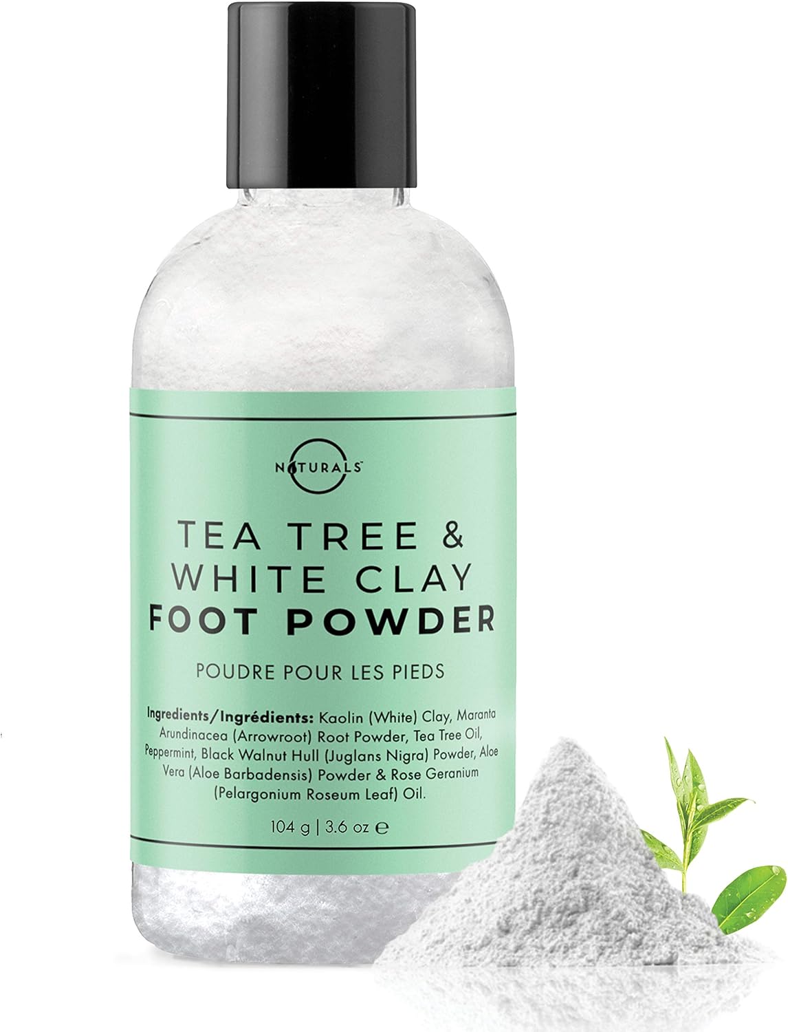 O Naturals Tea Tree Oil Kaolin Clay Foot Powder. Natural Deodorant for Men & Women Anti-Sweat Athlete Foot Care Toenail Care Peppermint Oil Aloe Vera Body Nails Powder No Talc. 3.5oz: Health & Personal Care