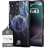 Cocomii Retangle Case for iPhone 16 Pro, Compatible with MagSafe, Black Real Mother of Pearl