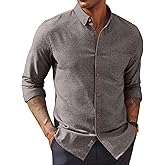 PJ PAUL JONES Mens Classic Fit Linen-Cotton Shirt Button Down Long Sleeve Casual Business Shirts