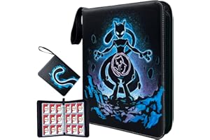 JIFTOK Pokemon Card Binder for Cards, 9-Pocket Portable Card Collector Album Holder Book Fits 720 Cards with 40 Removable Sleeves, Trading Card Binder Display Storage Carrying Case for TCG-Mew-2