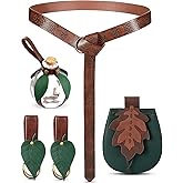 Twistover 6 Pcs Women Renaissance Accessories Leaf Belt Bag Medieval Viking Belt Potion Bottles Leather Skirt Hikes