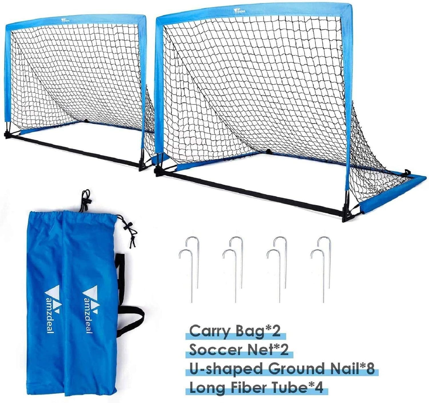 amzdeal Portable Soccer Goal Soccer Nets for Backyard Easy Fold-up Soccer Training Games for Kids and Teens, Set of 2 with Carry Bag : Sports & Outdoors