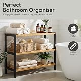 KEPLIN Natural Bamboo Shoe Rack 3 Tier 9 Pairs 70x55x25cm Black/Natural view 3