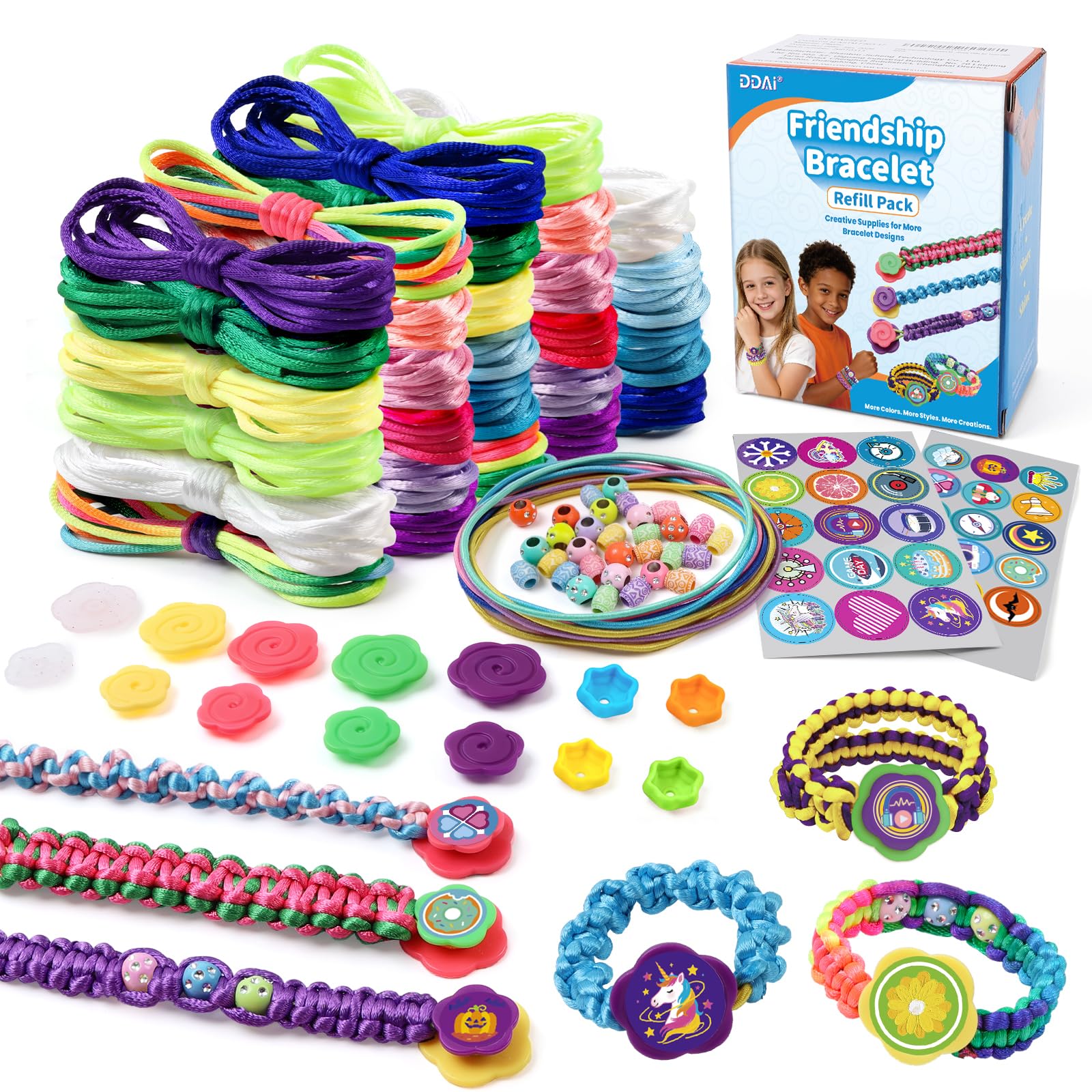 DDAI Friendship Bracelet Making Kit for Girls - DIY Arts and Crafts Toys for 6 7 8 9 10 11 12 Years Old, Cool Bracelet String Making Kits for Travel Activity, Best Birthday Gifts for Teen Girls Image