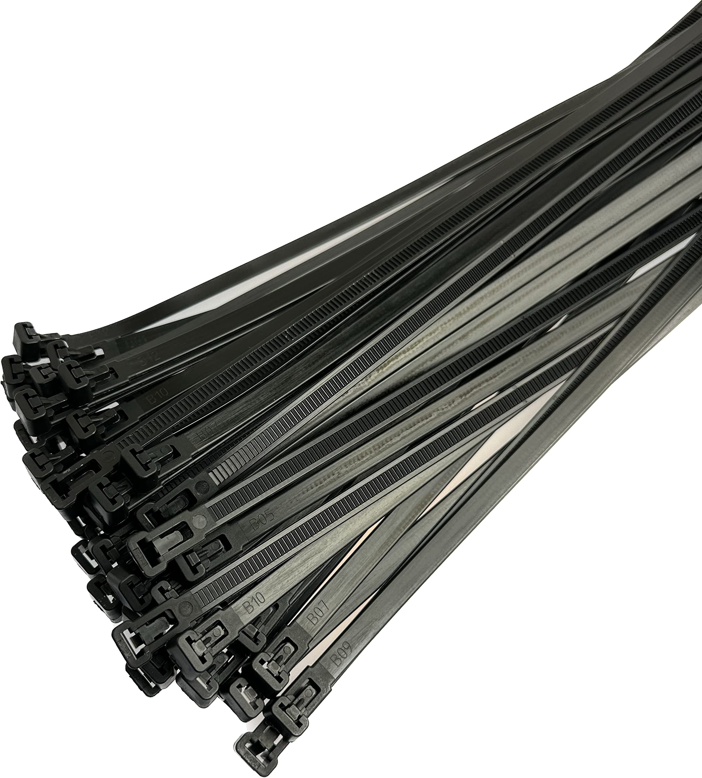 Plastic Releasable Cable Ties Premium Heavy Duty Large Reusable Zip Ties, 50-Pack (7.2mmx150mm, Black)