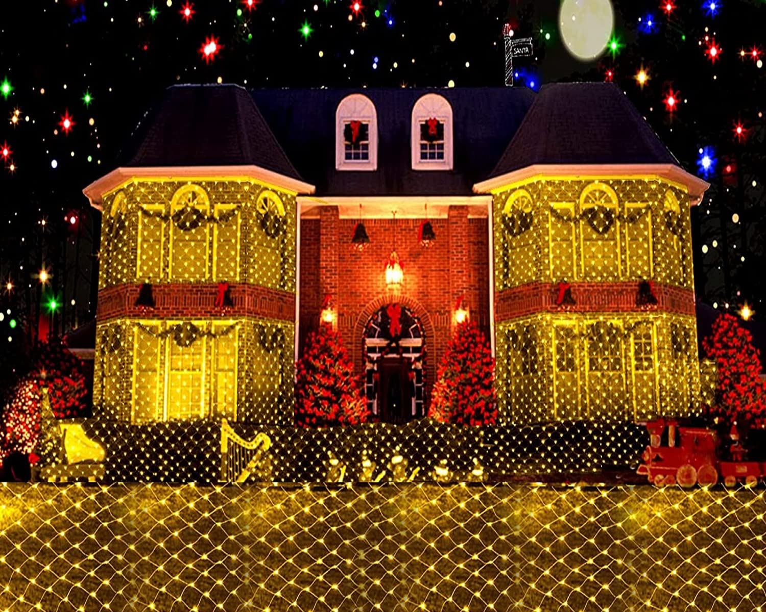 Photo 1 of ***NO POWER CABLE***LED Net lights, 200 LED Christmas Light Fairy String Decorative Mesh Warm White for Cocktail Party Birthday BBQ Bistro Cafe 9.8ftx 6.6ft