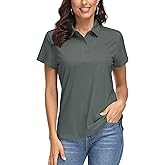 MAGCOMSEN Women's Polo Shirts UPF 50+ Sun Protection 4 Buttons Casual Work Quick Dry Short Sleeve Collared Golf Shirt