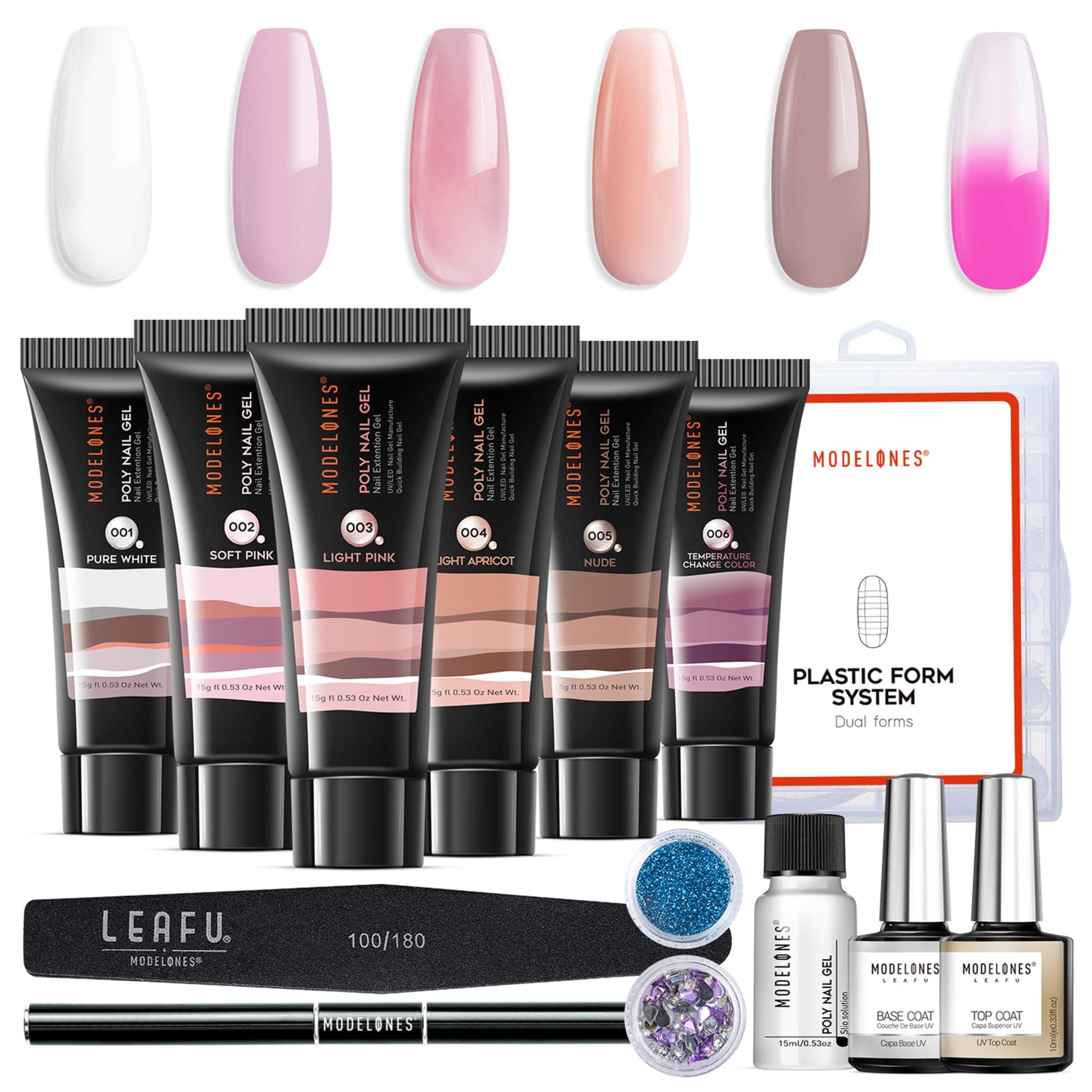 Modelones Poly Nail Gel Kit Enhancement Builder Temperature Color