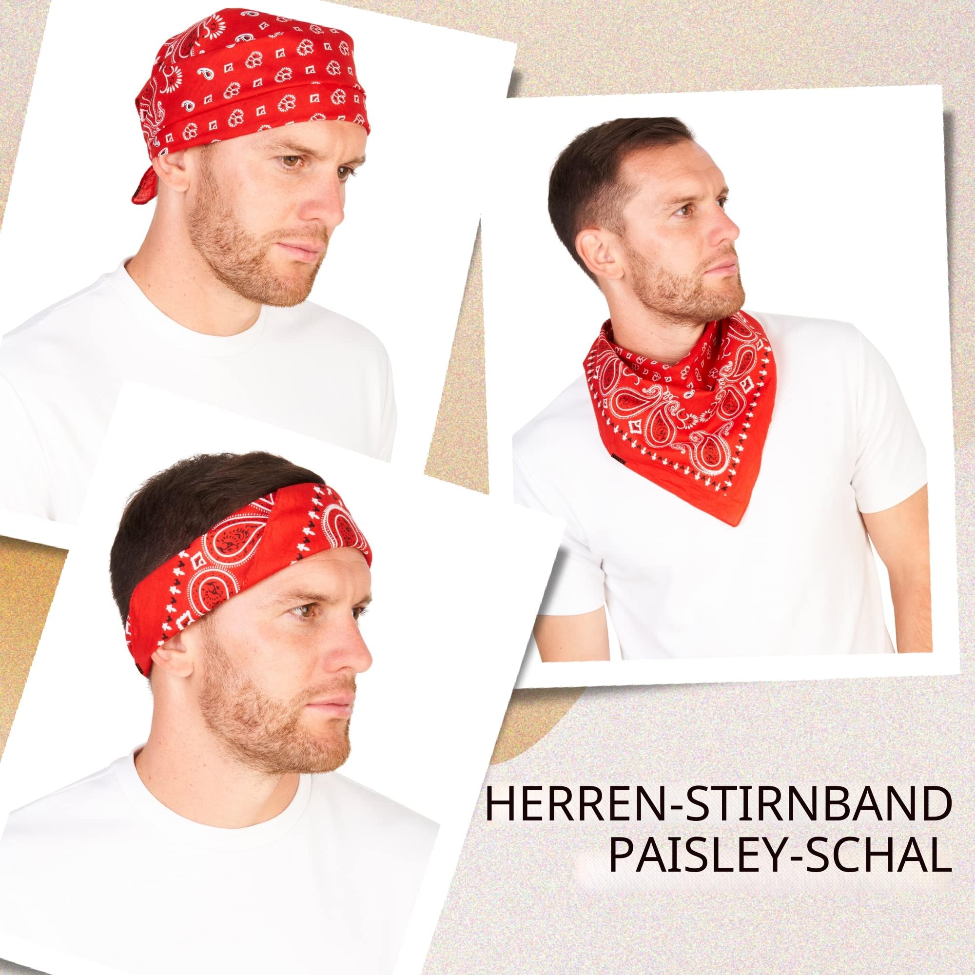 Bandana Rot für Damen & Herren - Baumwolle Kopftücher - Sommer & Winter 4