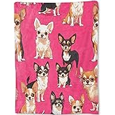 ainori Chihuahua Blanket - Cute Dog Bright Pink Fleece Throw,Gifts for Kids Adult, Soft & Warm,Lightweight, for Modern Fun Decor, Pet Lovers, and Room Home Accents 50x60in