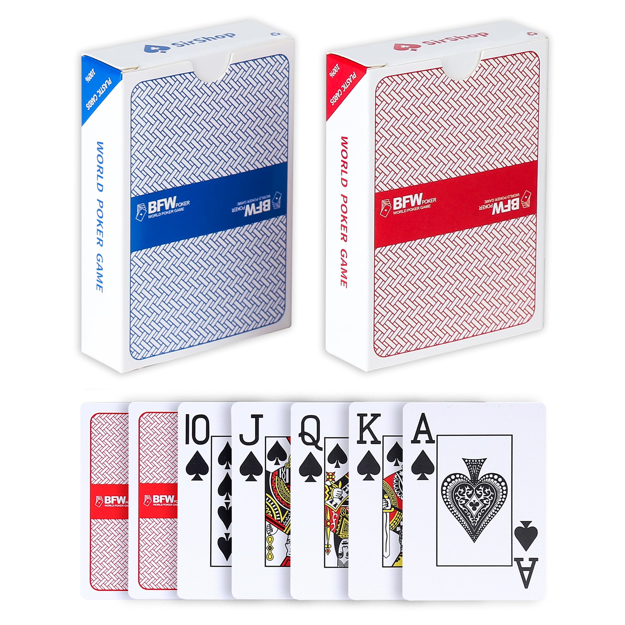 SirShop Playing Cards 2 Pack,Large Print Playing Cards for Adults, Seniors and Low Vision People,Waterproof Durable Standard Poker Cards for Blackjack, Euchre, Canasta and Family Game Nights