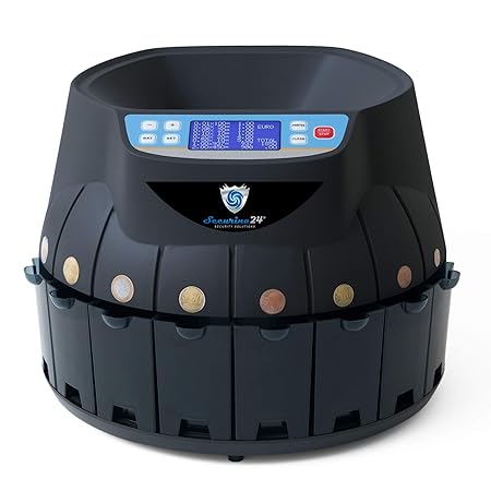 Münzzähler Geldzählmaschine Euro Münzzählmaschine Münzsortierter Geldzähler Professional Securina24® (schwarz)