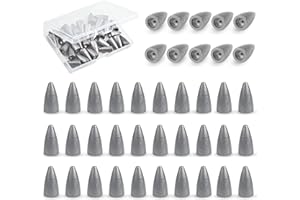 Bullet Fishing Weights Sinkers, 30pcs Fishing Worm Weights Slip Sinkers Sliding Fishing Sinkers for Bass Fishing Pitching and