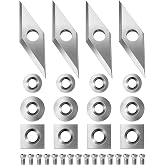 32Pcs Tungsten Carbide Cutters Inserts Set for Wood Lathe Turning Tools，Include 11mm Square with Radius, 12mm and 8.9mm Round, 30 x 10mm Diamond, M4*8mm Screws