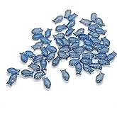 60PCS Sea Glass Fish Beads, Electroplated Blue Glass Spacer Beads, Small Shiny Sea Animal Beads, Ocean Glass Loose Beads Bulk for Jewelry Making DIY Handicrafts Earrings Necklace Bracelet Accessories