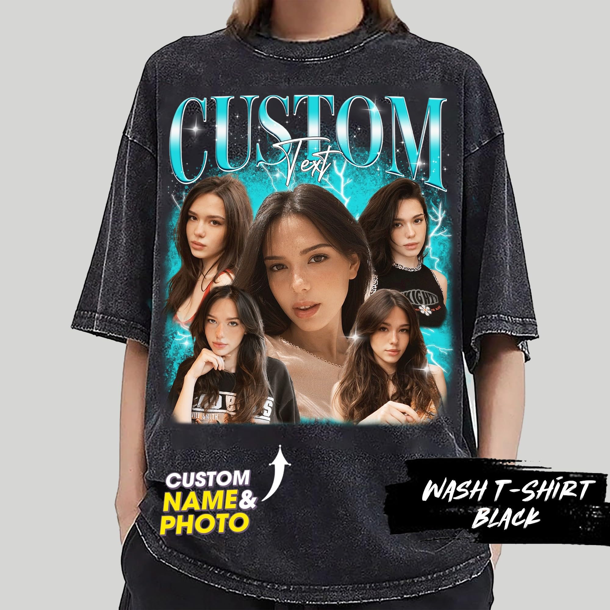 NAZENTI Custom Bootleg Rap Tee, Custom T-Shirts with Picture, Retro Custom Bootleg, Valentine's Gifts for Him Her