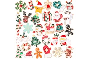 SANNIX 60Pcs Christmas Pins, Christmas Enamel Lapel Pins Assorted Santa Claus Snowflake Snowman Holiday Cartoon Pin Badge for Clothes Bags Hats Accessories, 30 Styles
