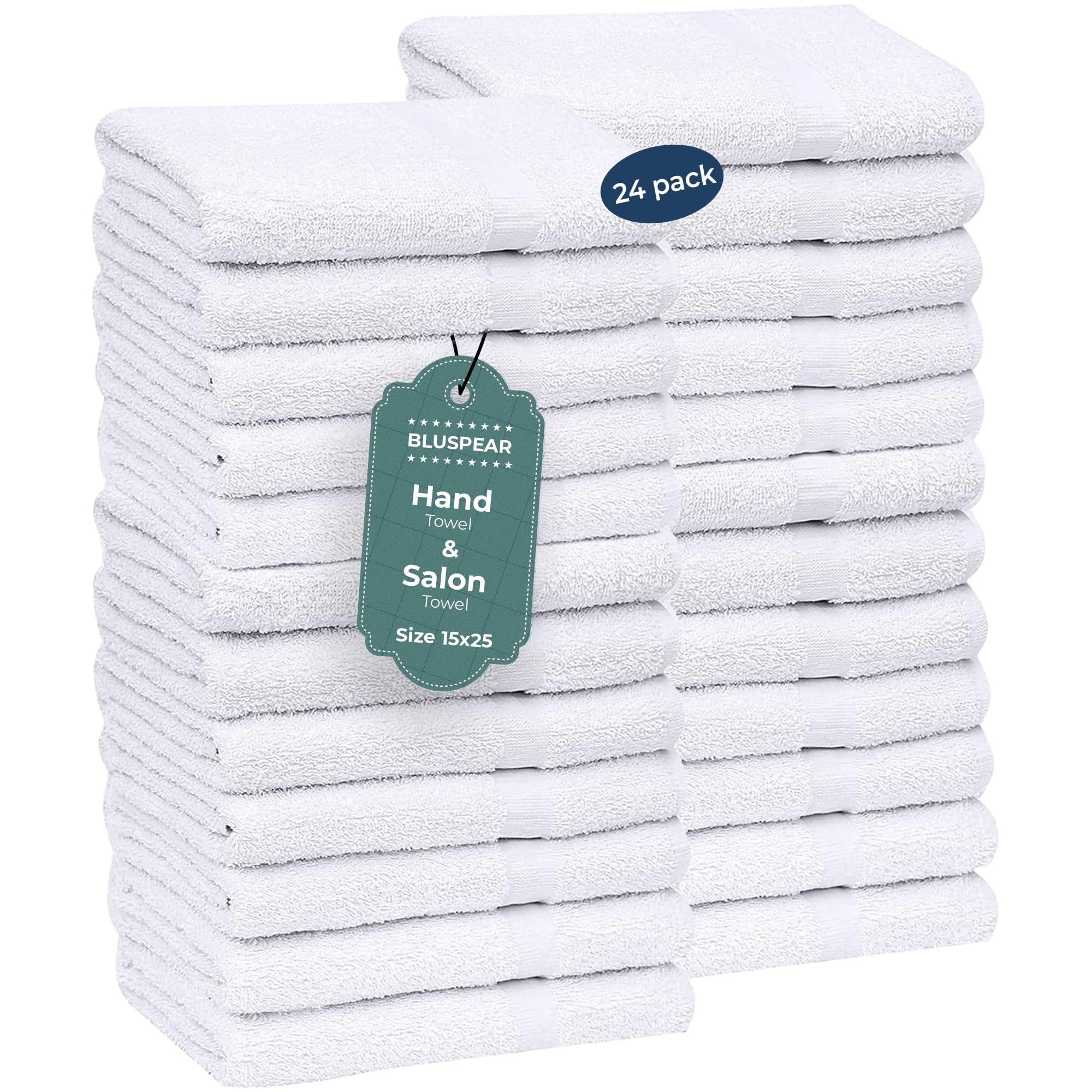 Hotel Quality White Cotton Hand Towels for Bathroom