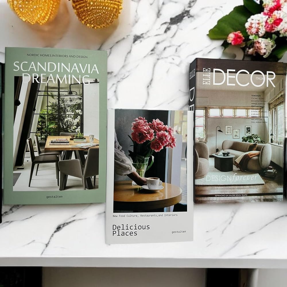 Eddies Gallery 3pcs Decorative Faux Books for Home Decor Display