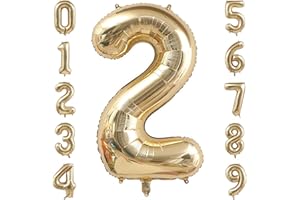 BBPOOL Champagne Gold 2 Balloon Number,40 Inch Light Gold 2 Balloons Big Foil Mylar Helium Number 2 Balloon for Birthday Party Anniversary Decorations