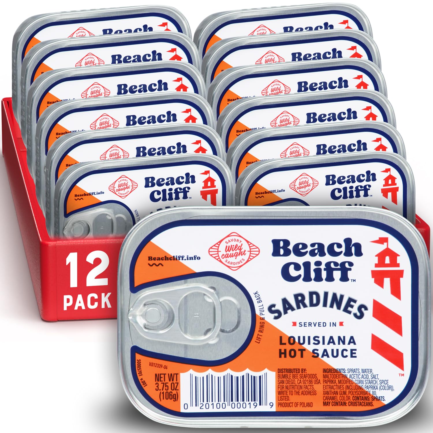 Beach Cliff Wild Caught Sardines in Louisiana Hot Sauce 3.75 oz